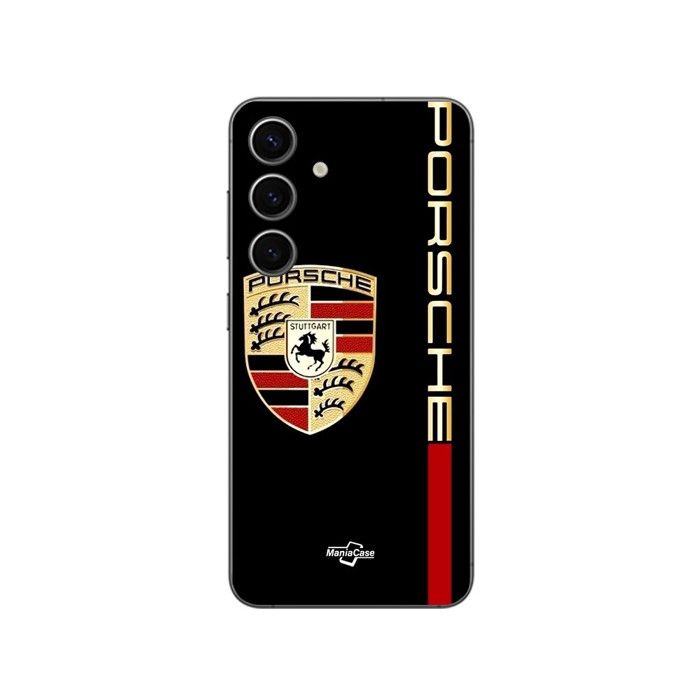 Handyhülle - MANIACASE - Samsung Galaxy S25 - PORSCHE Logo - Silikon TPU - Schwarz