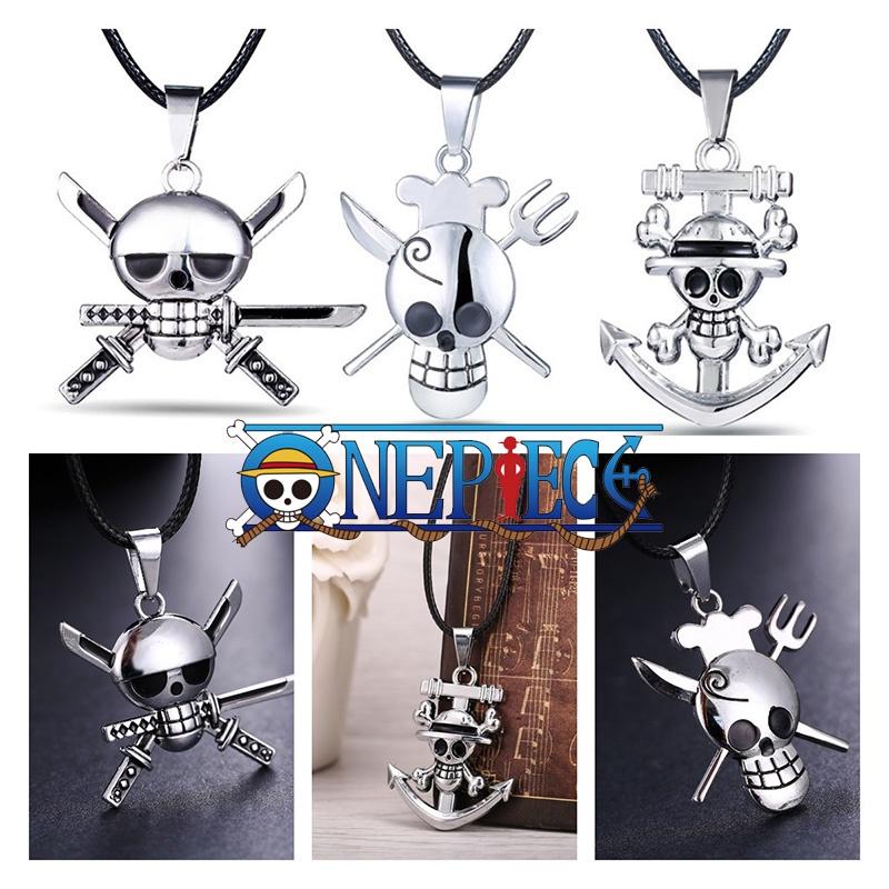 One Piece Anime Roronoa Zoro Skull Necklace For Youth, Black Rope Chain Design