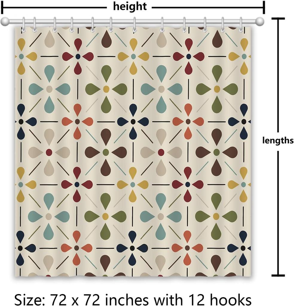 Großes Boho Geometrisches Muster Duschvorhang Wasserdicht Polyester Material für Badezimmer Dekor Modern Stilvoll Duschvorhang für Lux