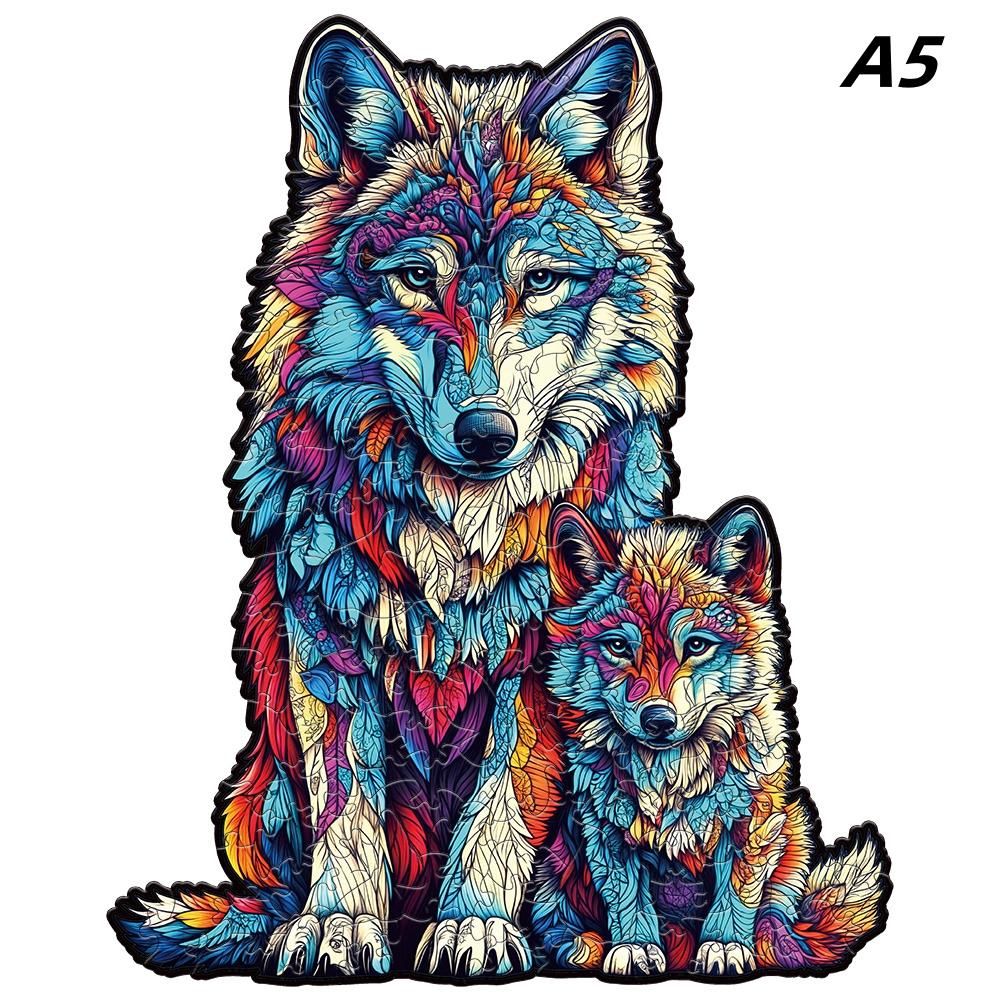 Wooden Puzzle Adult One-Of-A-Kind Shape Advanced Wolf Family Wooden Jigsaw Puzzle designed for Adult Activity Holiday Present Home Decor Children's