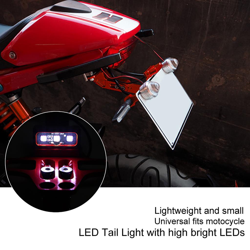 Motorcycle License Plate Bracket , Aluminum Red Rr License Plate Mount Holder with LED Light