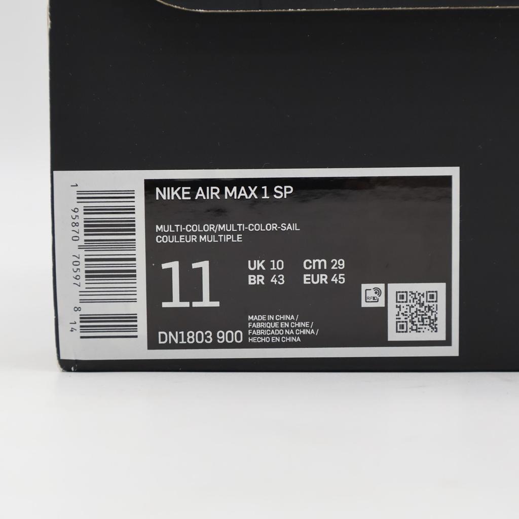 DN1803-900 Conceptos Nike Air Max 1 Sail Pesado Negro Denim Desgastado Azul Camuflaje (de los hombres)