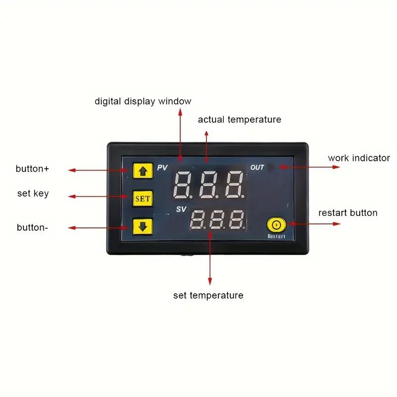 W3230 DC 12V 24V AC110-220V Fühlerleitung Digitale Temperaturregelung LED Thermostatregler Heiz-/Kühlregelung Thermoregler