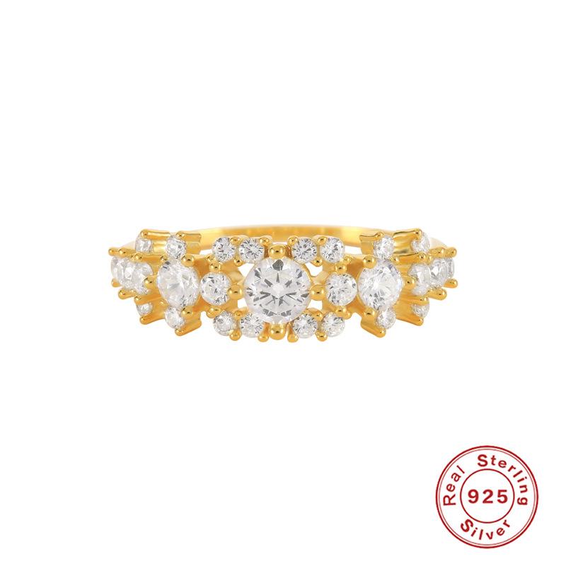 Fashion Wedding Ring Geometric Personality Size Diamond Set S925 Sterling Silver Ladies Wedding Gift Ring