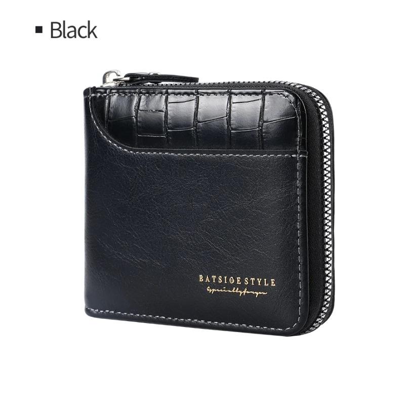Leather Men’s Wallet Luxury Mens Purse Male Zipper Card Holders with Coin Pocket Rfid Wallets Gifts for Men Money Bag