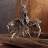 Stylish Gothic Skull Pendant Necklace for Men Silver Fashion Jewelry Accessory for Halloween Supplies Daily Use