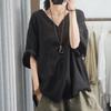 Summer New Half-sleeved Casual Loose Large Size Meat Covering Comfortable V-neck Top Short-sleeved T-shirt Solid Color Women's Clothing