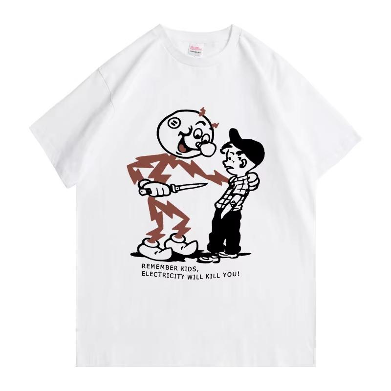 

Remember Kids Electricity Will Kill You Don t with Mr. Electricity Funny Meme Print T-shirt Men Fashion Oversized T Shirts Tops S разноцветный