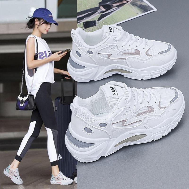2025 Frühling Damen Koreanischer Stil Atmungsaktive Sneaker - Dicke Sohle Dad Shoes