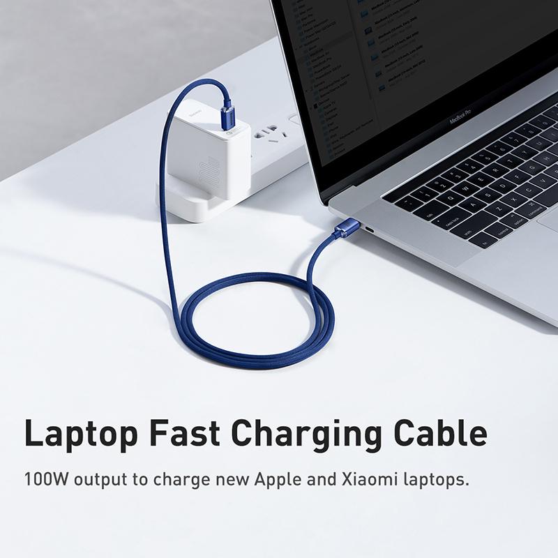 Baseus 100W Type C Cable Blue Fast Charging Charger Wire For IPhone Macbook Samsung Xiaomi Type C Data Cables