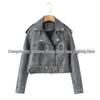 Women's Versatile Retro Leather Motorcycle Jacket - Short, Stylish Spring/Autumn Coat