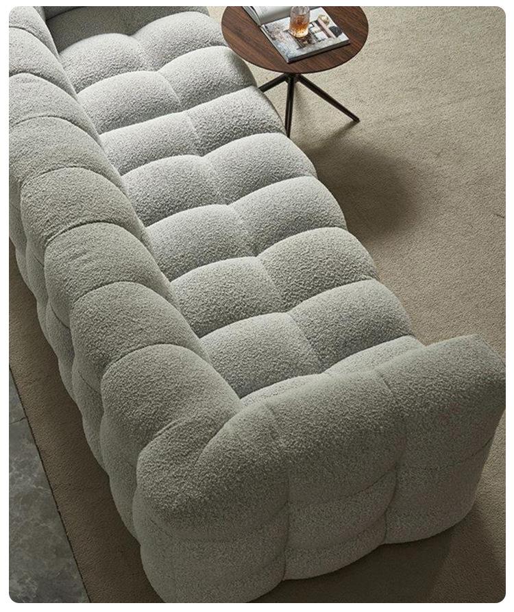 Light French Lambswool Marshmallow Sofa - Small Apartment Three-Seater, Customizable Luxury Living Room Furniture