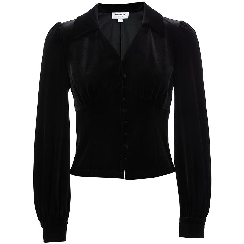 VEROMODA Women s Velvet Bubble Sleeve Shirt M