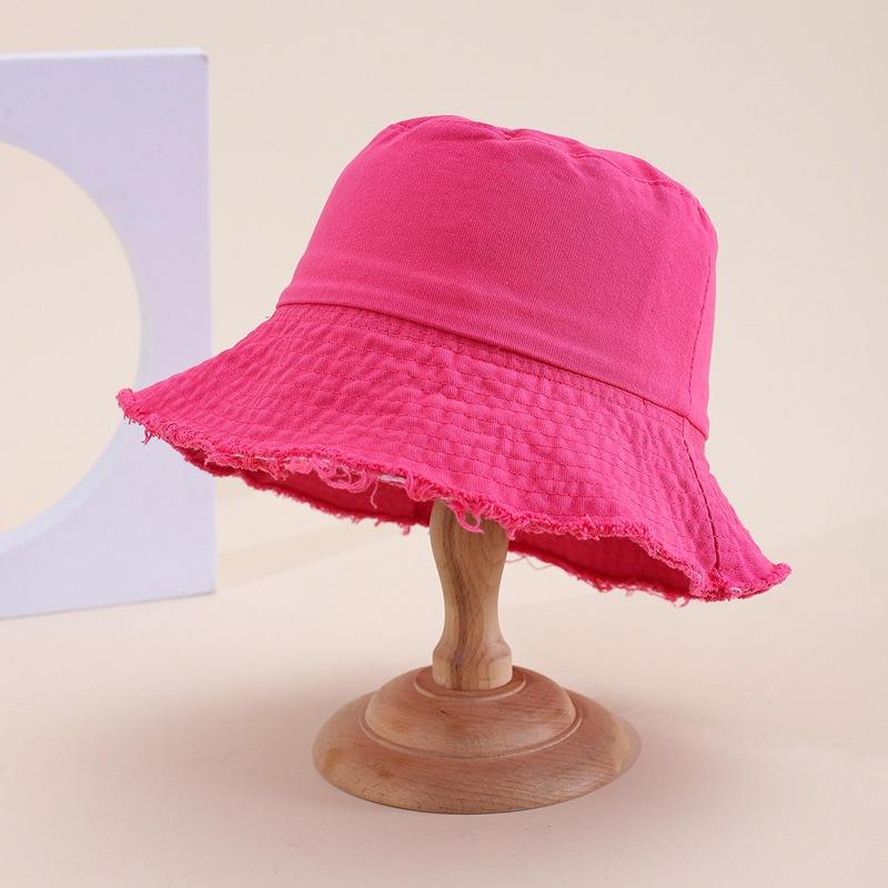 Women's Vintage Wide Brim Bucket Hat Colorful Washed Casual Bob Femme Solid Flat Top for Outdoor Street Dance Hip Hop
