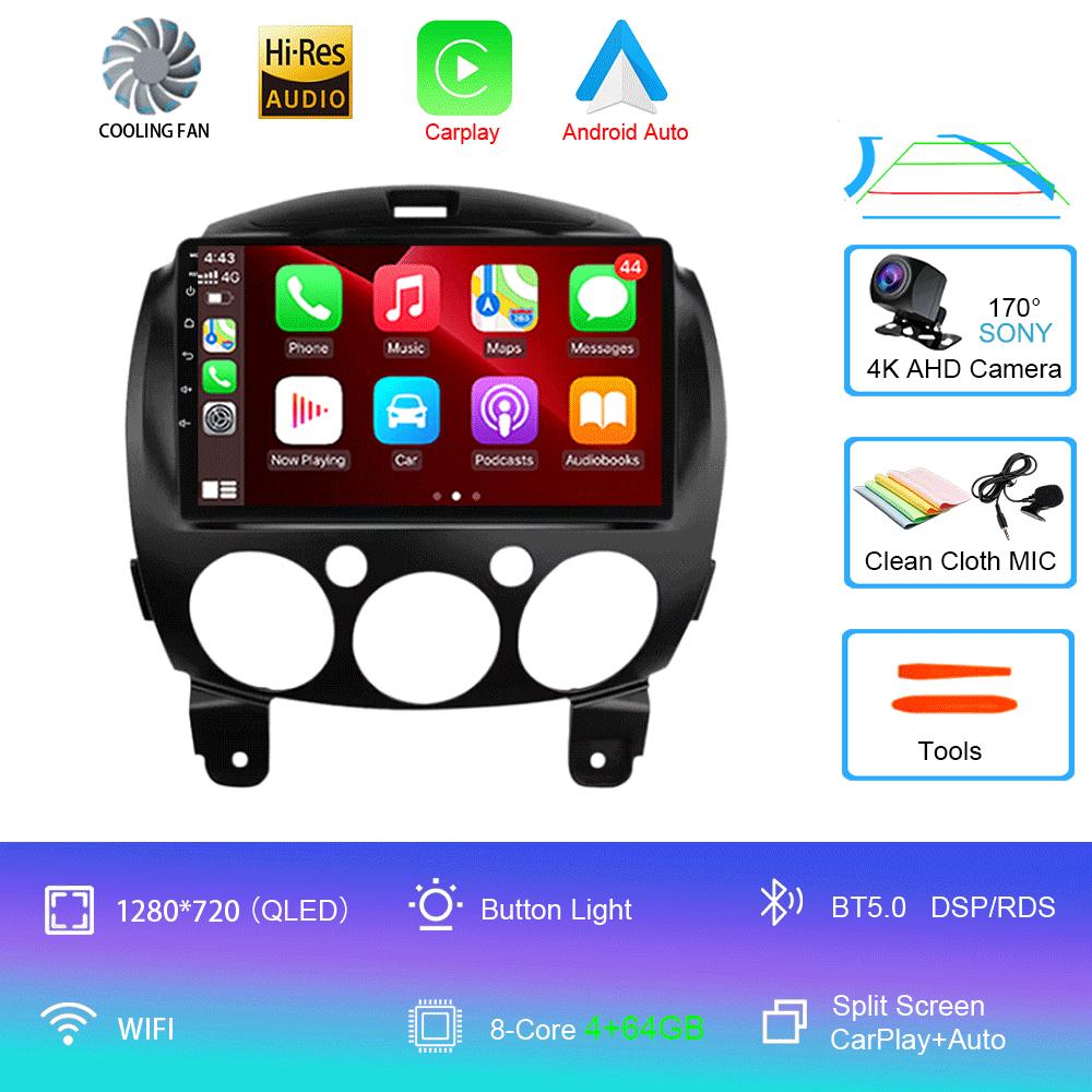 Android 14 For MAZDA 2 Mazda2 2007 2008 2009 2010 - 2014 Car Radio Stereo Player Support Tablet WiFi GPS Navigation 360 Camera