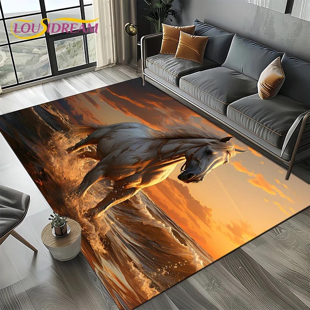 27 Style New Horse Pentium Gallant Steed 3D Animal Carpet Rug for Living Room Bedroom Home Sofa,Kid Area Rug Non-slip Floor Mat