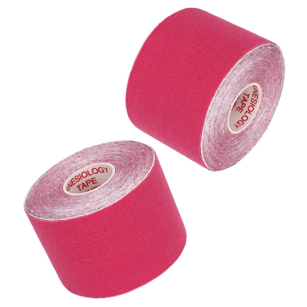2PCS Athletic Kinesiology Tape 5cm Width 5m Length Muscle Sticker Protector for Fitness Badminton Rose Red