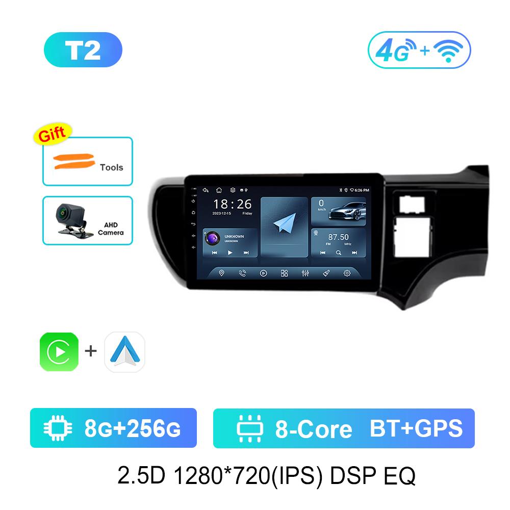 9 Inch DSP Stereo Android OS for Toyota Aqua 2011 - 2017 Navi GPS 4G Car Radio Multimedia Player BT IPS Screen WiFi Cooling Fan