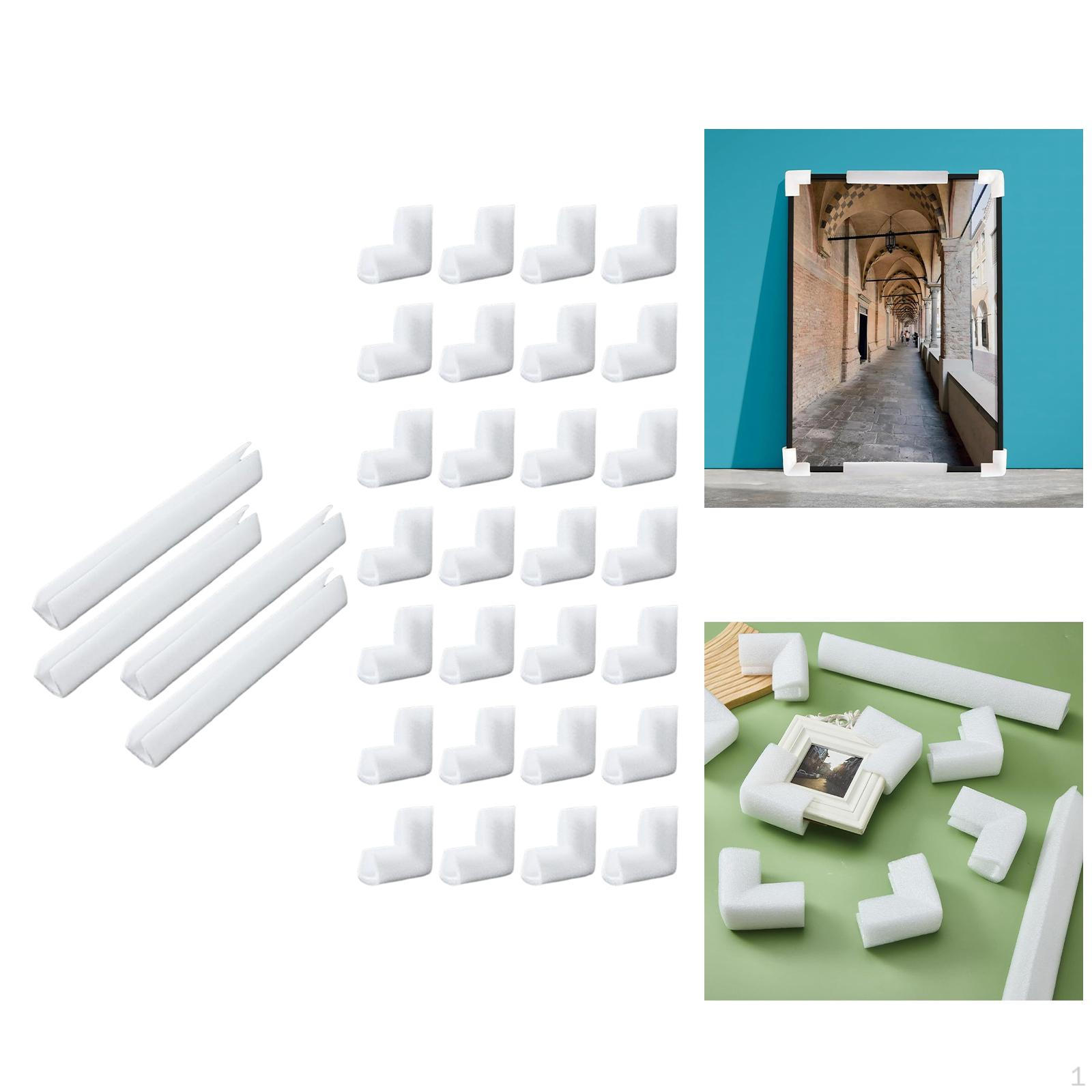 

32 Pieces Picture Frame Foam Corner and Edge Protectors Cushioning Padding Accessories U Channel
