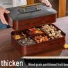 Wood Grain Multi-Grid Dried Fruit Candy Box - Thickened, Sealed, Moisture-Proof, Double-Layer Storage Plate