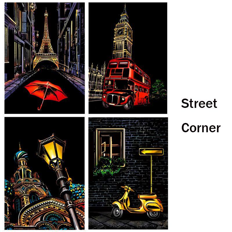 Colorful New Scratch Scraping Book Art Magic Painting Paper With Four Fun Drawing Cards