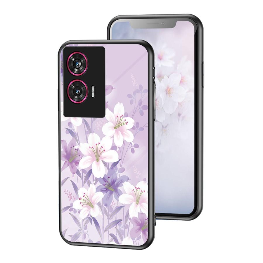Floral Back Tempered Glass Case For Motorola Edge 60 Fusion 20 30 Ultra 40 Neo 50 Pro Moto G24 Power G04S G05 G15 E15 E14 G35 G85 5G Rose Flower Cover