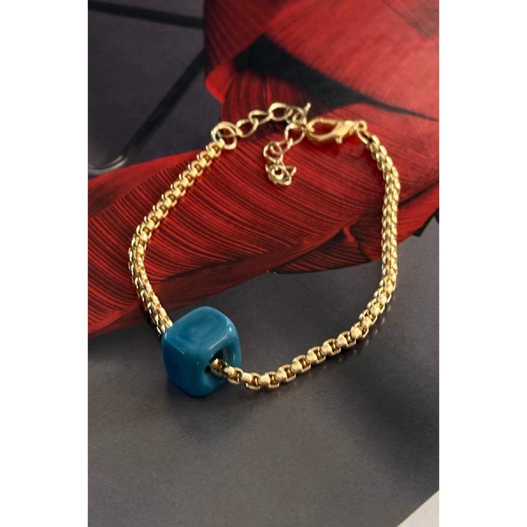 Blaue Nostalgie-Perlenschlangenkette, Modellaufdruck