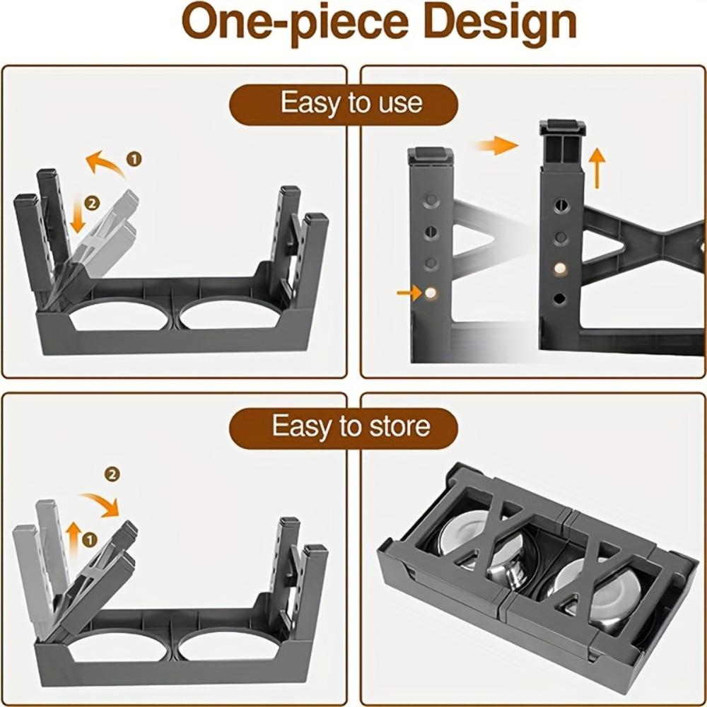 Adjustable Elevated Dog Bowl Stand - 5-Level Raised Feeder With 2 Stainless Steel Bowls Suitable For Improved Digestion And Posture Decor