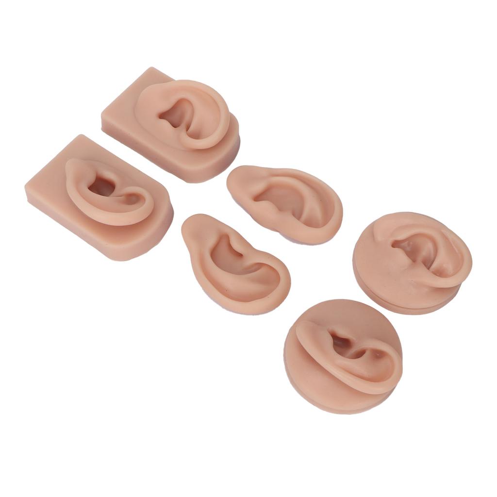 3 Pairs Silicone Ear Model Soft Flexible Simulation Human Ear Model for Piercing Practice Jewelry