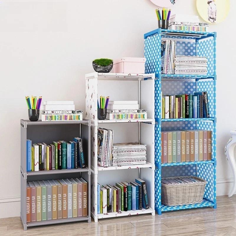 Multi-layer Portable Bookshelf with Fabric Cloth At Back Cube Closet Storage Organizer Bookcase for Studying and Home Use