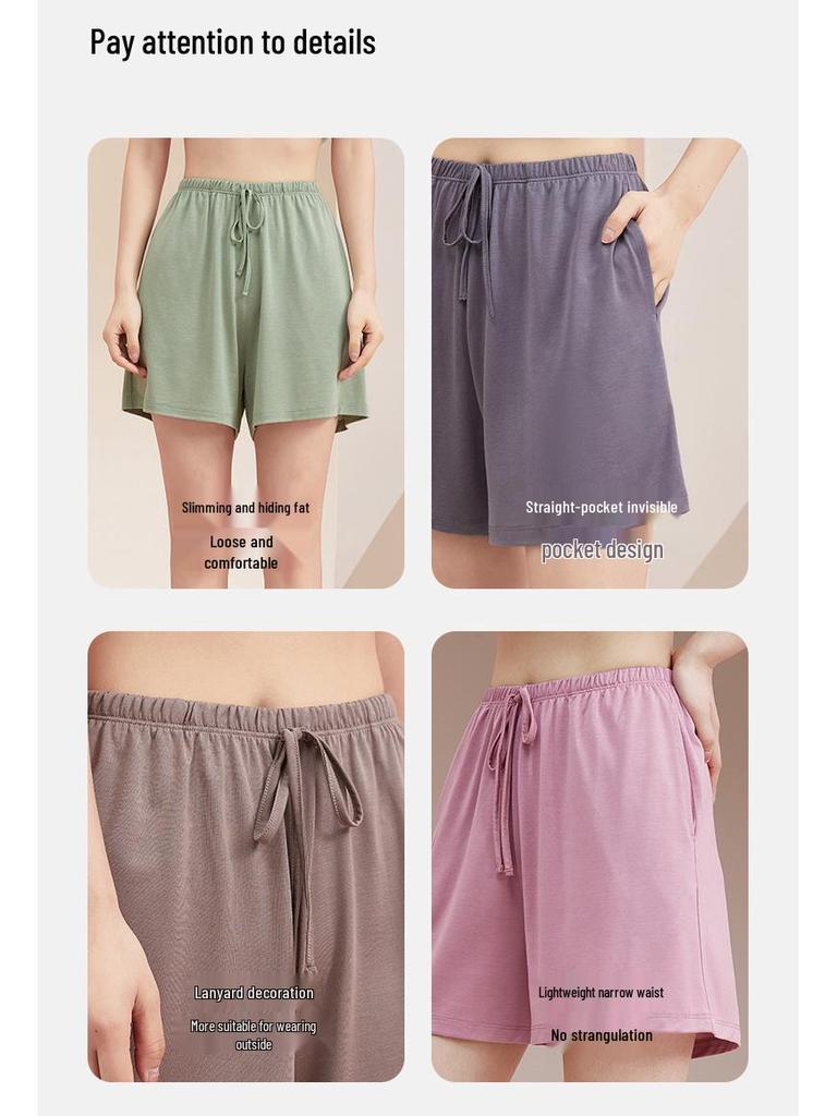 Summer Women's Ice Silk Modal Pajama Shorts - Versatile for Outdoors and Lounging