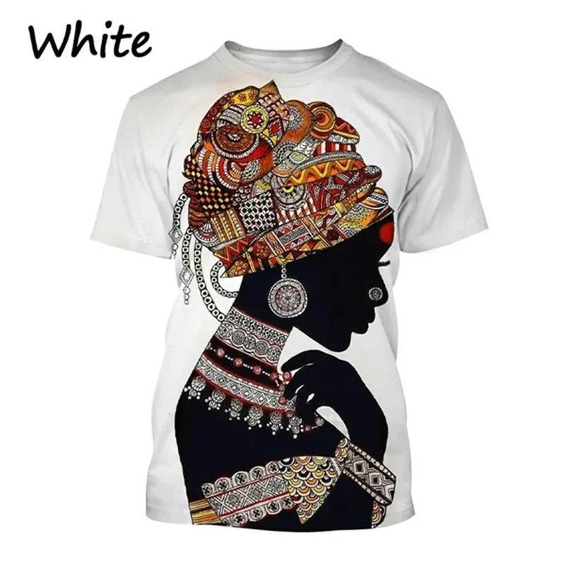 Summer Round Neck African Style Ethnic Woman Graphic 3D Print Top Fashionable Casual Short Sleeved Women's T-shirts