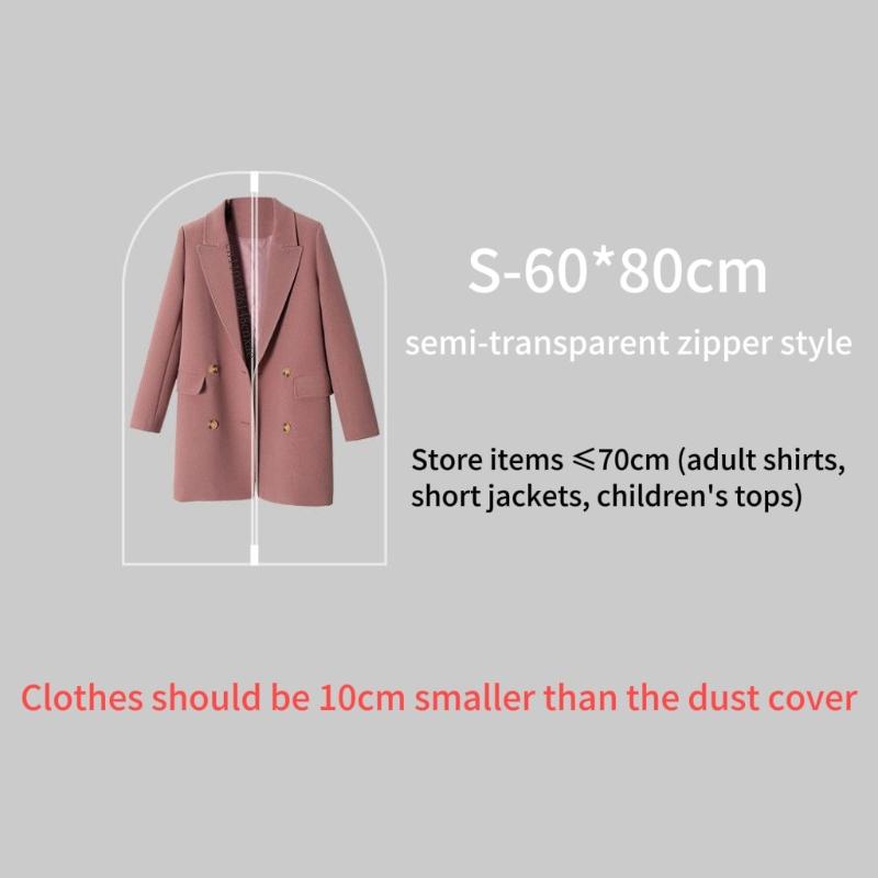 Dust Proof Garment Protector Cover Bag Fully Enclosed Clothes Cover with Zipper Translucent Hanging Durable Clothes Storage Bag