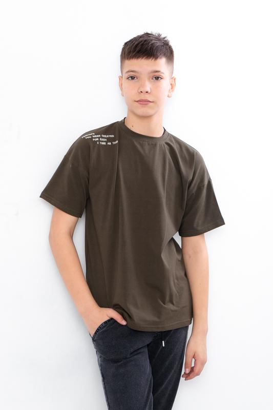 Chłopięcy T-shirt Teen – Miękka mieszanka bawełny i lycry, Stylowy haft na ramieniu, Wygodny krój, Lato, 6414-036-22-1 HC