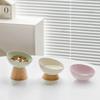 Cat Tilted Ceramic Bowl Small Dogs Elevated Food Water Feeders Pet Drinking Eating Supplies with Wooden Stand