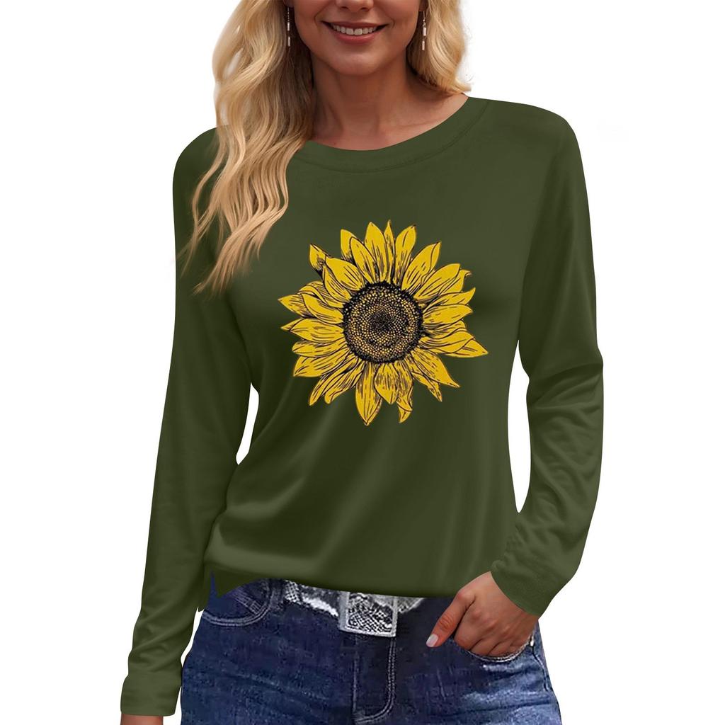 Dámská móda Ležérní Dlouhý rukáv Potisk Kulatý výstřih Pulovr Top Halenka