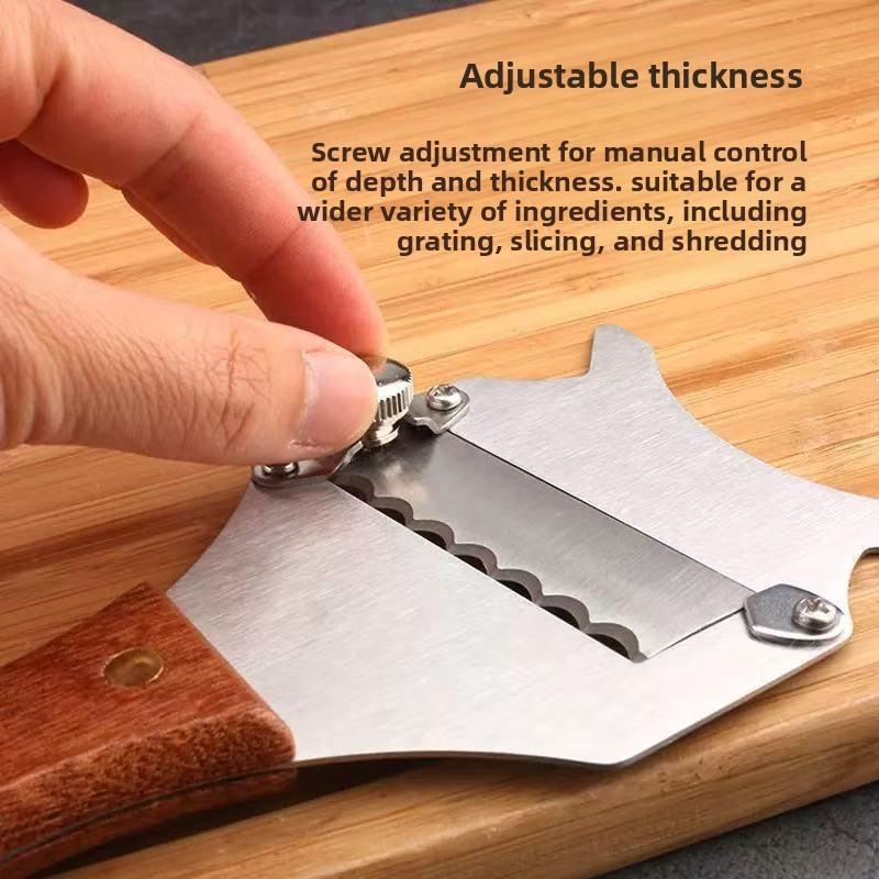 Modern Stainless Steel Truffle Slicer With Wooden Handle Multifunction Cheese And Chocolate Cutter For Gourmet Cooking
