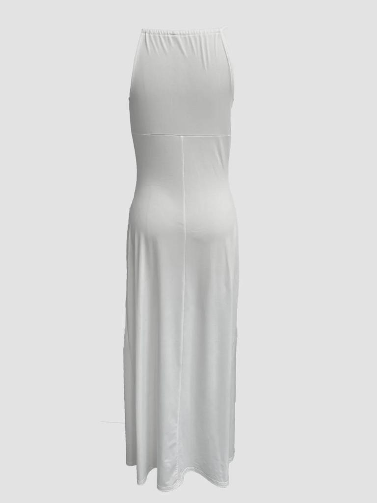 2024 Plissiertes Neckholder Slim Fit Langes Sommerkleid