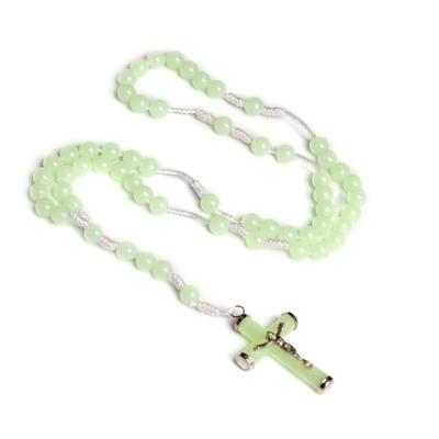 Glow In Dark Cross Rosary Necklace Holy Jewelry Charm Decoration for Birthday Wedding Festival Decoration