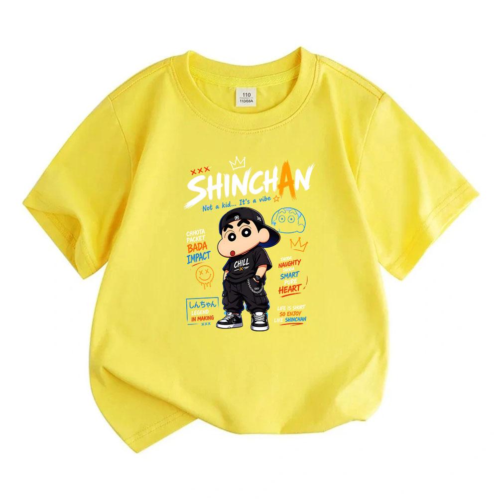 Kids Boys Girls 100% Cotton Crew Neck Short Sleeve T-Shirt, Cute Street Hip Hop Cartoon Print Casual Breathable Soft Tee for Daily Wear, Outing and Sc