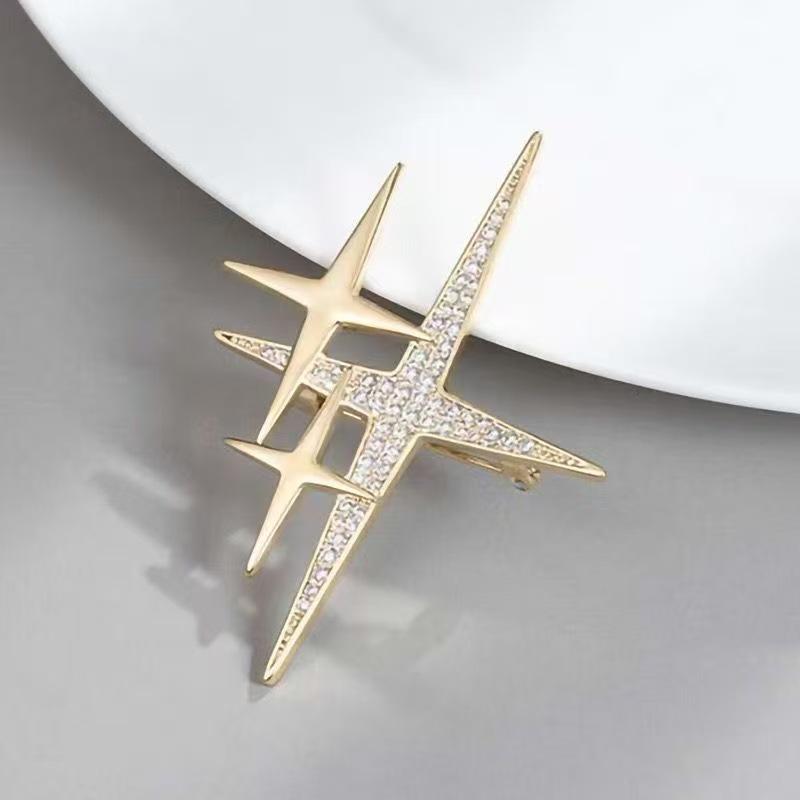 Strass-Kreuz-Stern-Brosche für Damen & Herren - Trendige Anti-Exposure-Anstecknadel