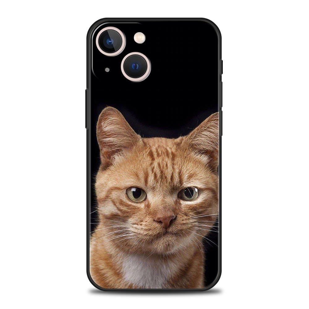 Tecknad Söt Katt Mjukt Silikon Telefonfodral För iPhone 11 12 13 15 14 Pro Max X XR XS 7 8 Plus SE 2020 Lyxigt Svart Fodral Funda