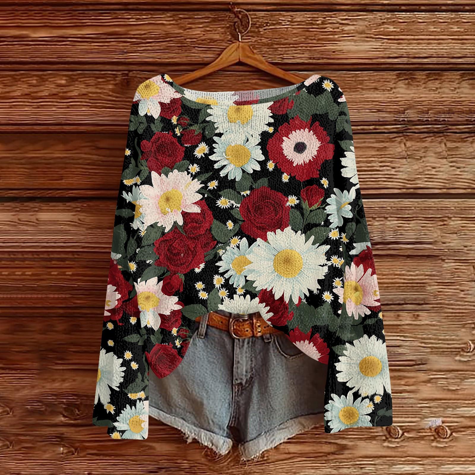 

Womens Fall Sweaters Long Sleeve Print Tops Pullover Sweaters Loose Dressy Casual Basic Clothes XXL винный