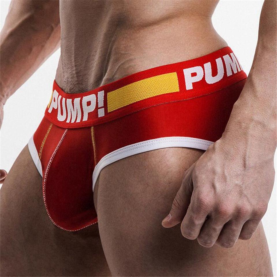 Pump! Men's Low Waist Sexy Triangle Underwear U Convex Hip-lifting Cotton Breathable Knickers
