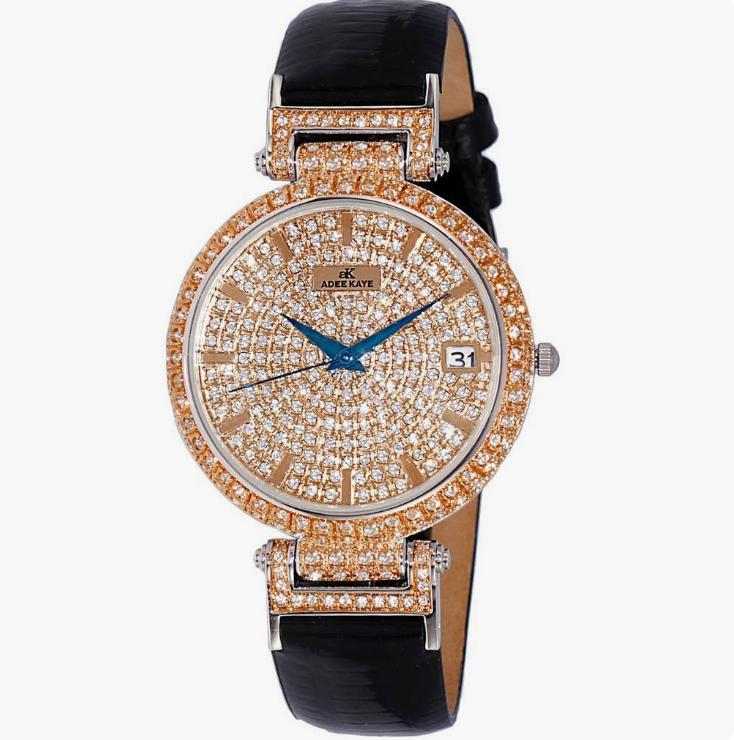 

Adee Kaye Embellish Collection Crystal Accents Pave Dial Quartz AK2529-MRG Women s Watch