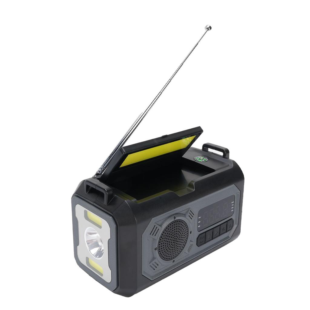 12000mAh Radio SOS Reminds Flashlight Power Bank AM FM WB Solar Hand Crank Radio with Battery Indica