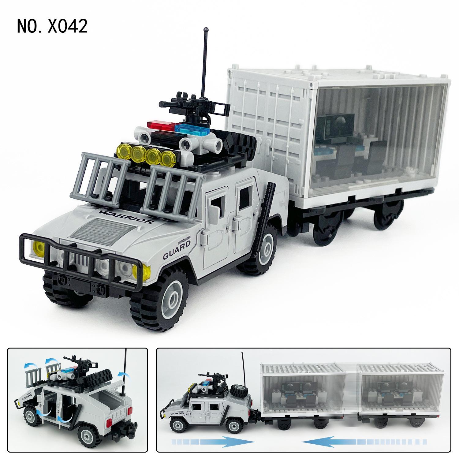 

X042 Emergency Command Vehicle Container Hummer Car Children Assemble Small Particles Assemble Building Block Toy
