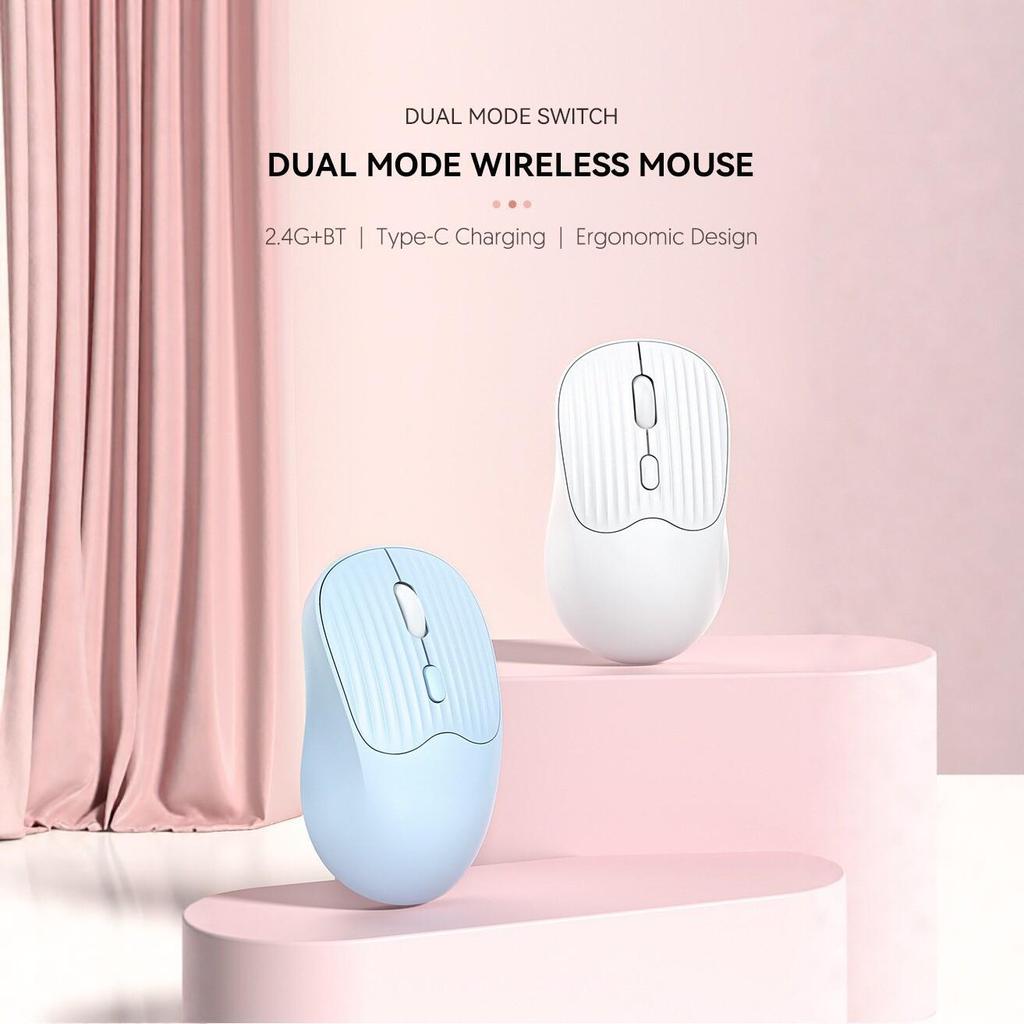 Ergonomic Dual-Mode Wireless Mouse: 2.4G Bluetooth, Rechargeable, Silent for Office & Laptop Use