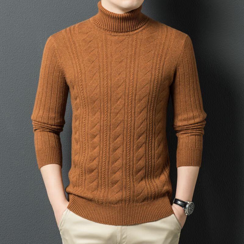 

Men s 100% Pure Wool High Turtleneck Jacquard Sweater FXT5220 180