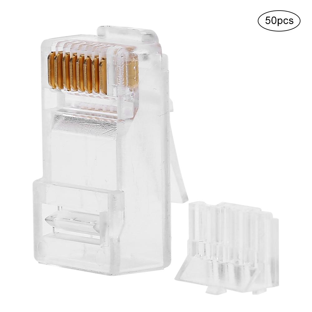 

50PCS Ethernet RJ45 Connector Unshielded Network 8P8C Connector Modular Plug Crystal Head